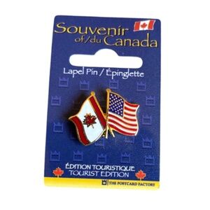 Souvenir Canada & USA Flags Lapel Pin - NWT